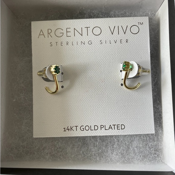 Brand new Argento Vivo Sterling Silver with 14kt gold plated pierced earrings. - Picture 4 of 4